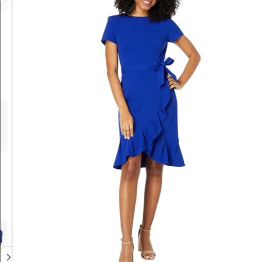 Calvin Klein Ruffled Tulip Hem Crepe dress